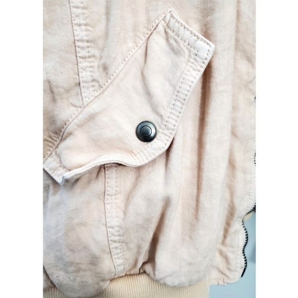 Free People Natural Pink Rouched Bomber Jacket - Picture 6 of 8